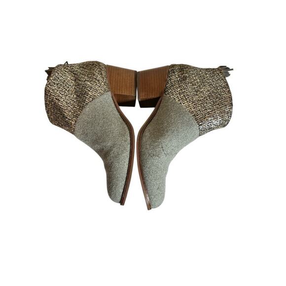 TOMS Women's Leila Metallic Felt Ankle Zip Heeled Booties Size 8.5W Gray Black - Picture 6 of 7